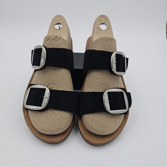 Soda Women Jesus Sandals 8.5 Footbed Double Strap Buckle Gladiator Black - Picture 1 of 10